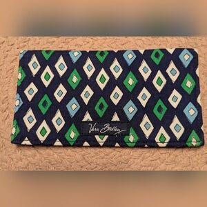 Vera Bradley Blue and Green Diamond Pattern Checkbook Cover